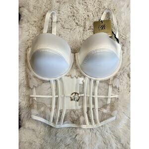 Honey Birdette LOUISE✨ White Gold Floral Corset Bustier 32G